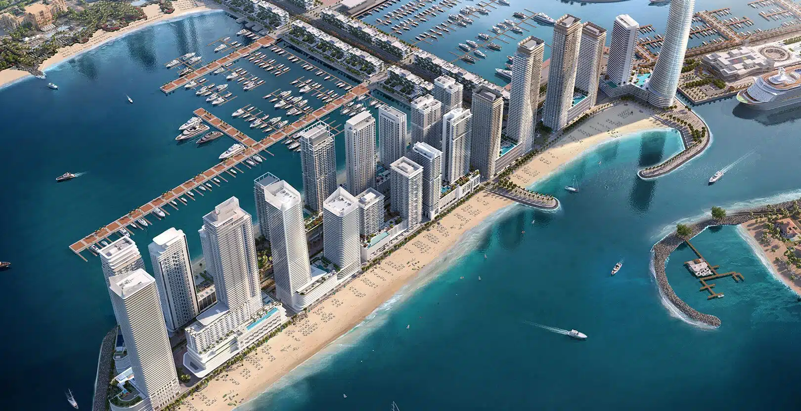 Dubai waterfront residential skyline at dusk representing the city's infrastructure-led property market evolution and long-term investment opportunity