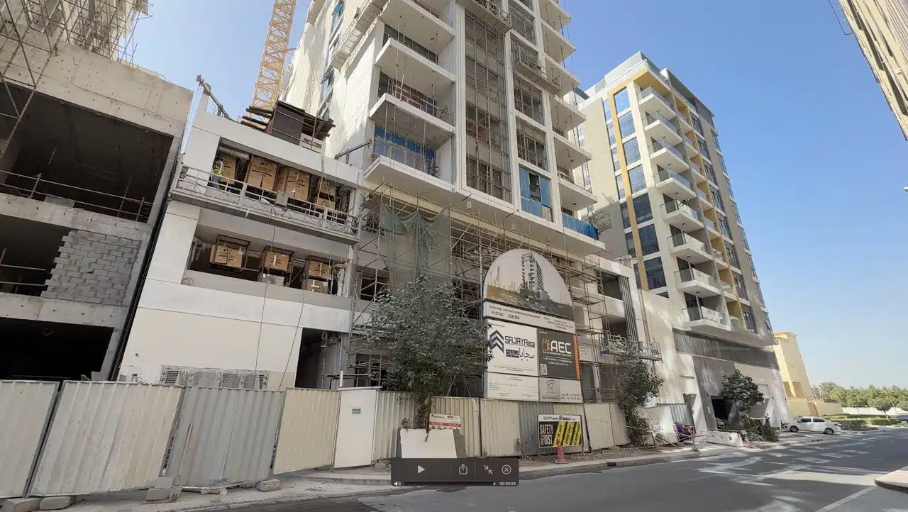 Brand Centro residential development by EMS Real Estate Development in Jumeirah Garden City Al Satwa Dubai showing contemporary architecture and rooftop amenities