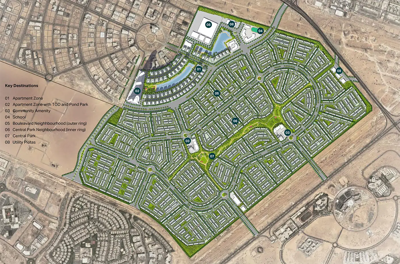 Green Wood by Nakheel masterplan community in Al Warsan 4 Dubai showing the 395 hectare development with central park and residential zones