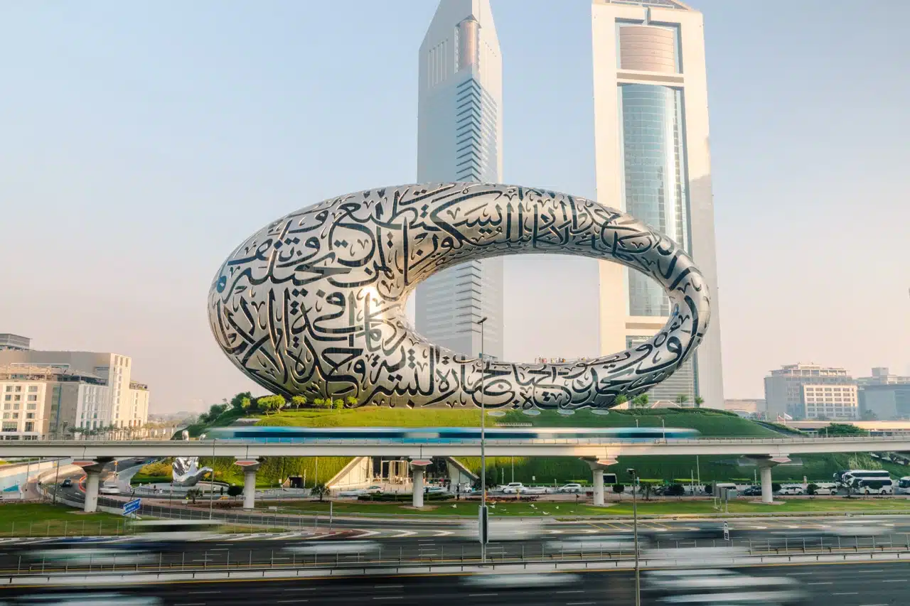 View from Jumeirah Garden City towards DIFC Dubai International Financial Centre towers showing the proximity of the residential development to Dubai's primary financial district